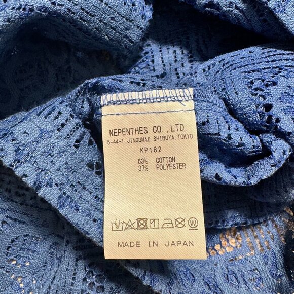 Needles Cabana Shirt Square Lace Cloth ButtonUp Blue Japan Nepenthes Large EUC - Picture 8 of 8